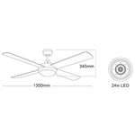Lights For You 52" (1300mm) AC Ceiling Fan w/ 24w CCT LED Lights-For-You