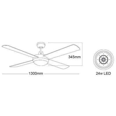 Lights For You 52" (1300mm) AC Ceiling Fan w/ 24w CCT LED Lights-For-You