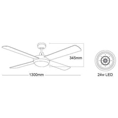 Lights For You 52" (1300mm) AC Ceiling Fan w/ 24w CCT LED Lights-For-You