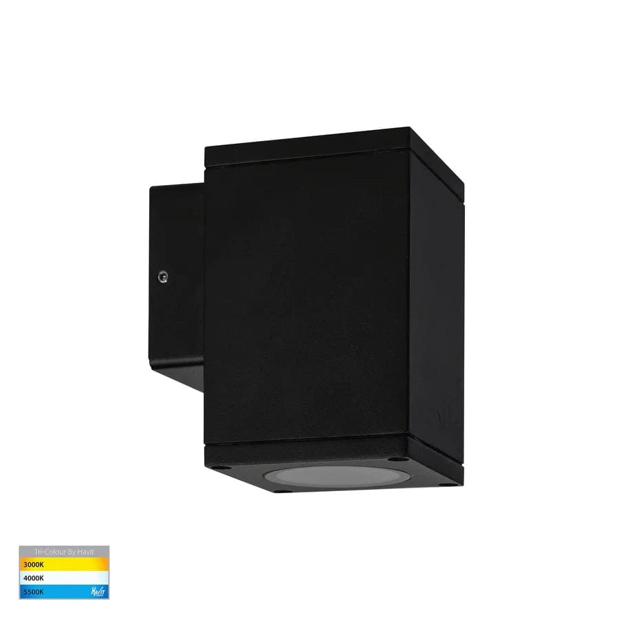 Lights For You HV3623T-BLK - Quadru Square Black TRI Colour Fixed Down LED Wall Light Lights-For-You HV3623T-BLK