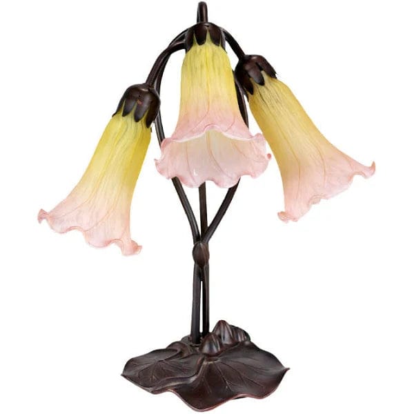 Lights For You Table Lamps Triple Lily Lamp Sunshine Blush Glass TLA1-006/SU Lights-For-You TLA1-006/SU