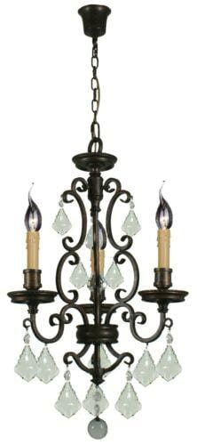 Lode Lighting Indoor Pendants Louis 15th 3 Light Crystal Pendant Light Bronze Lights-For-You 1000295