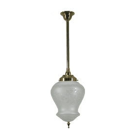 Lode Lighting Indoor Pendants Single Rod 3/4" Brass Pendant With Cambridge Frost Etched Glass Lights-For-You 3001279