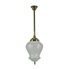 Lode Lighting Indoor Pendants Single Rod 3/4" Brass Pendant With Cambridge Frost Etched Glass Lights-For-You 3001279