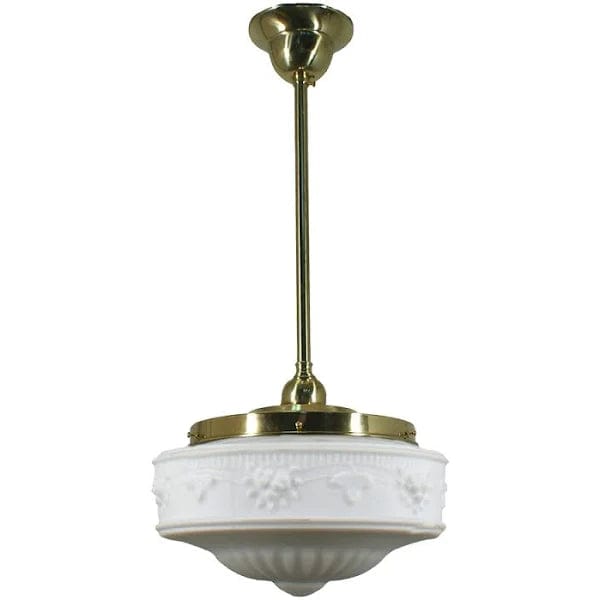 Lode Lighting Indoor Pendants Polished Brass Single Rod Pendant With 11" Senator Opal Matt Glass Lights-For-You 3000247
