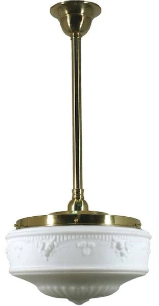 Lode Lighting Indoor Pendants Polished Brass Single Rod Pendant With 14" Senator Opal Matt Glass Lights-For-You 3000285