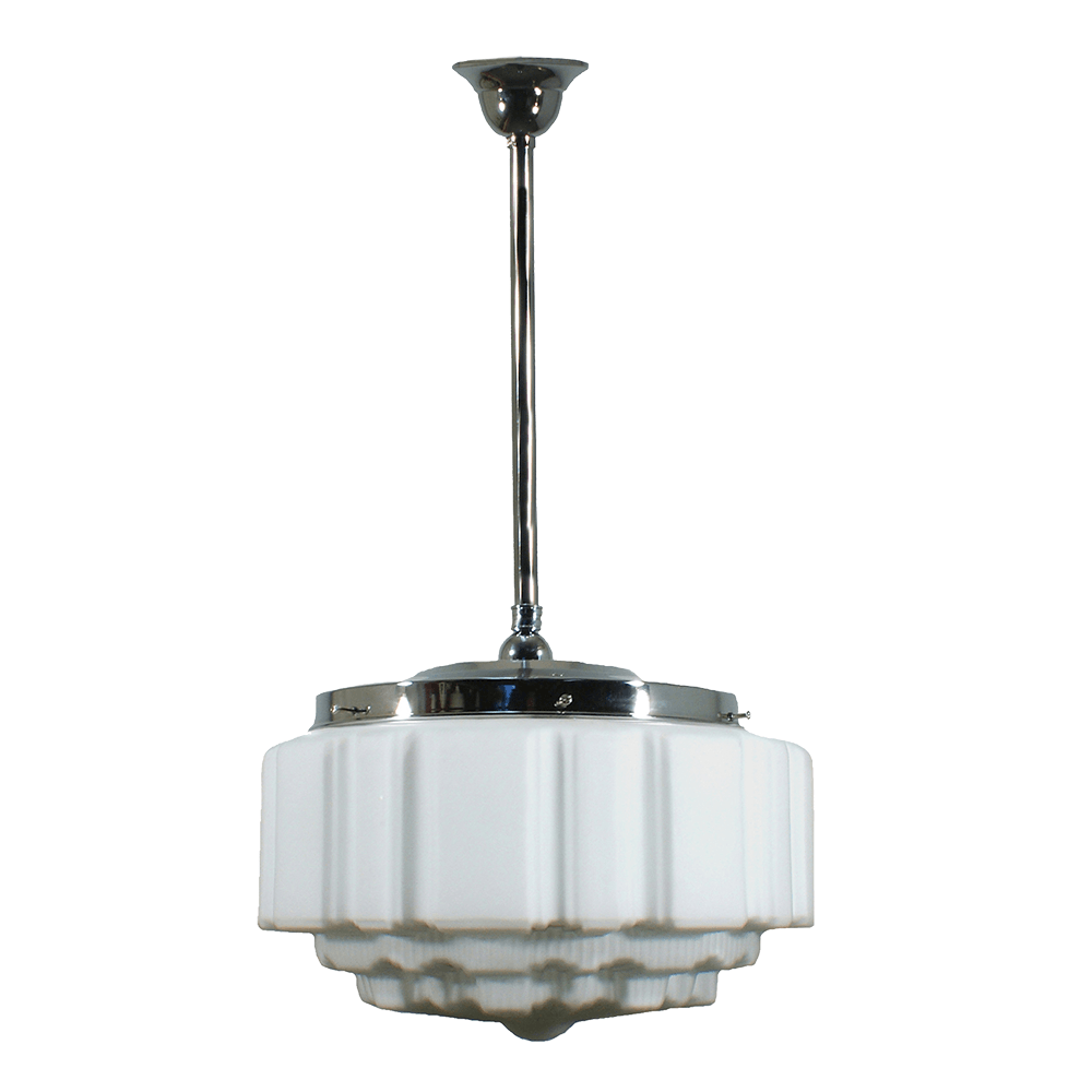 Lode Lighting Indoor Pendants Chrome Single Rod Pendant With 14" St Kilda Opal Matt Glass Lights-For-You 3010199