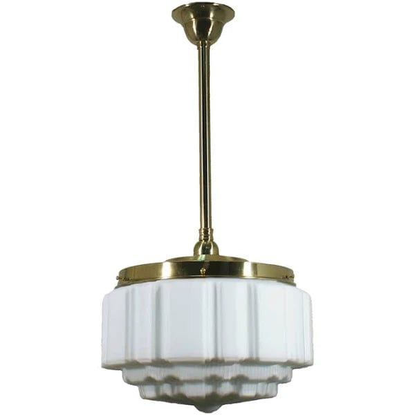 Lode Lighting Indoor Pendants Polished Brass Single Rod Pendant With 14" St Kilda Opal Matt Glass Lights-For-You 3000286