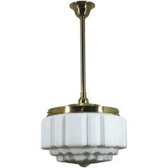 Lode Lighting Indoor Pendants Polished Brass Single Rod Pendant With 14" St Kilda Opal Matt Glass Lights-For-You 3000286