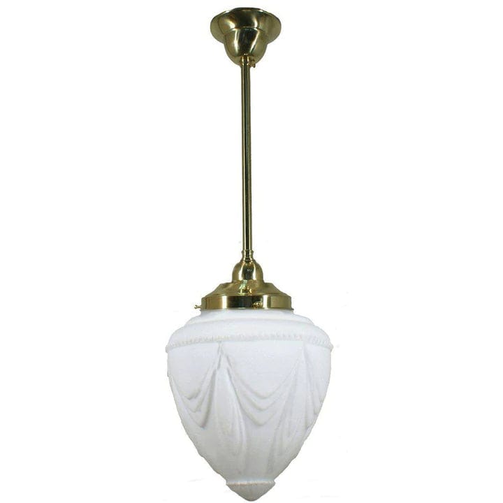 Lode Lighting Indoor Pendants Polished Brass Single Rod Pendant With 8" Empire Opal Matt Glass by Lode Lighting Lights-For-You 3001242