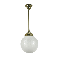 Lode Lighting Indoor Pendants Polished Brass Single Rod Pendant With 8" Sheffield Frost Etched Glass Lights-For-You 3000258