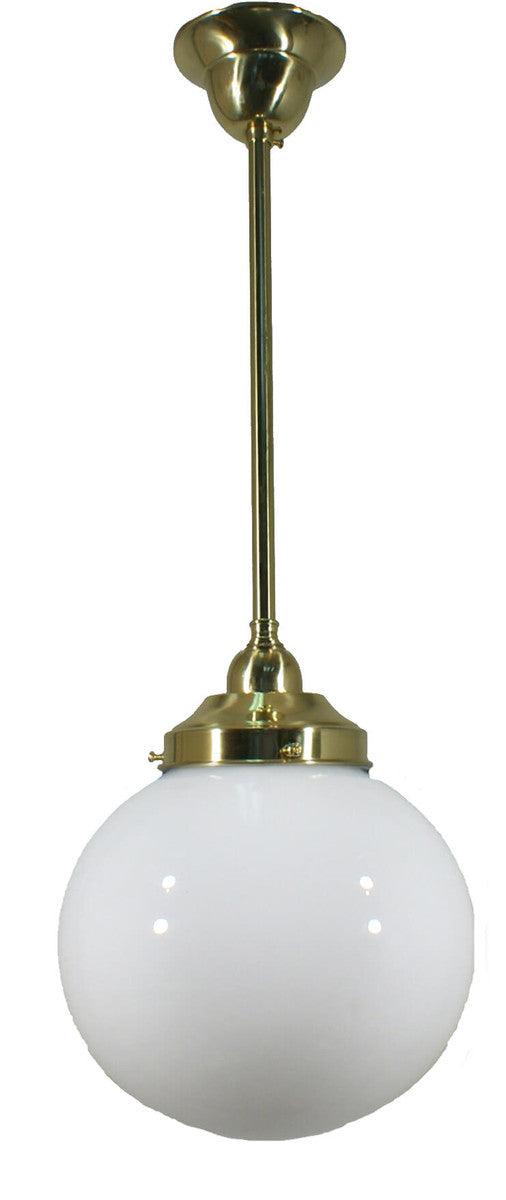 Lode Lighting Indoor Pendants Polished Brass Single Rod Pendant With 8" Sphere Opal Gloss Glass Lights-For-You 3000254