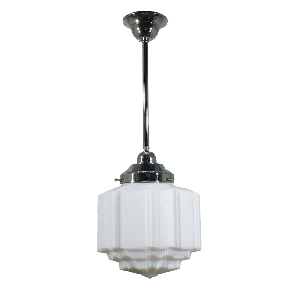 Lode Lighting Indoor Pendants Chrome Single Rod Pendant With 8" St Kilda Opal Matt Glass Lights-For-You 3010185