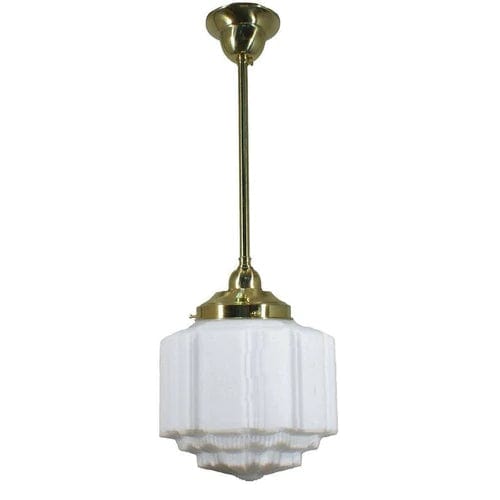 Lode Lighting Indoor Pendants Polished Brass Single Rod Pendant With 8" St Kilda Opal Matt Glass Lights-For-You 3000262