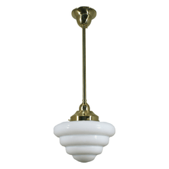 Lode Lighting Indoor Pendants Polished Brass Single Rod Pendant With Beehive 10" Opal Gloss Glass Lights-For-You 3000243