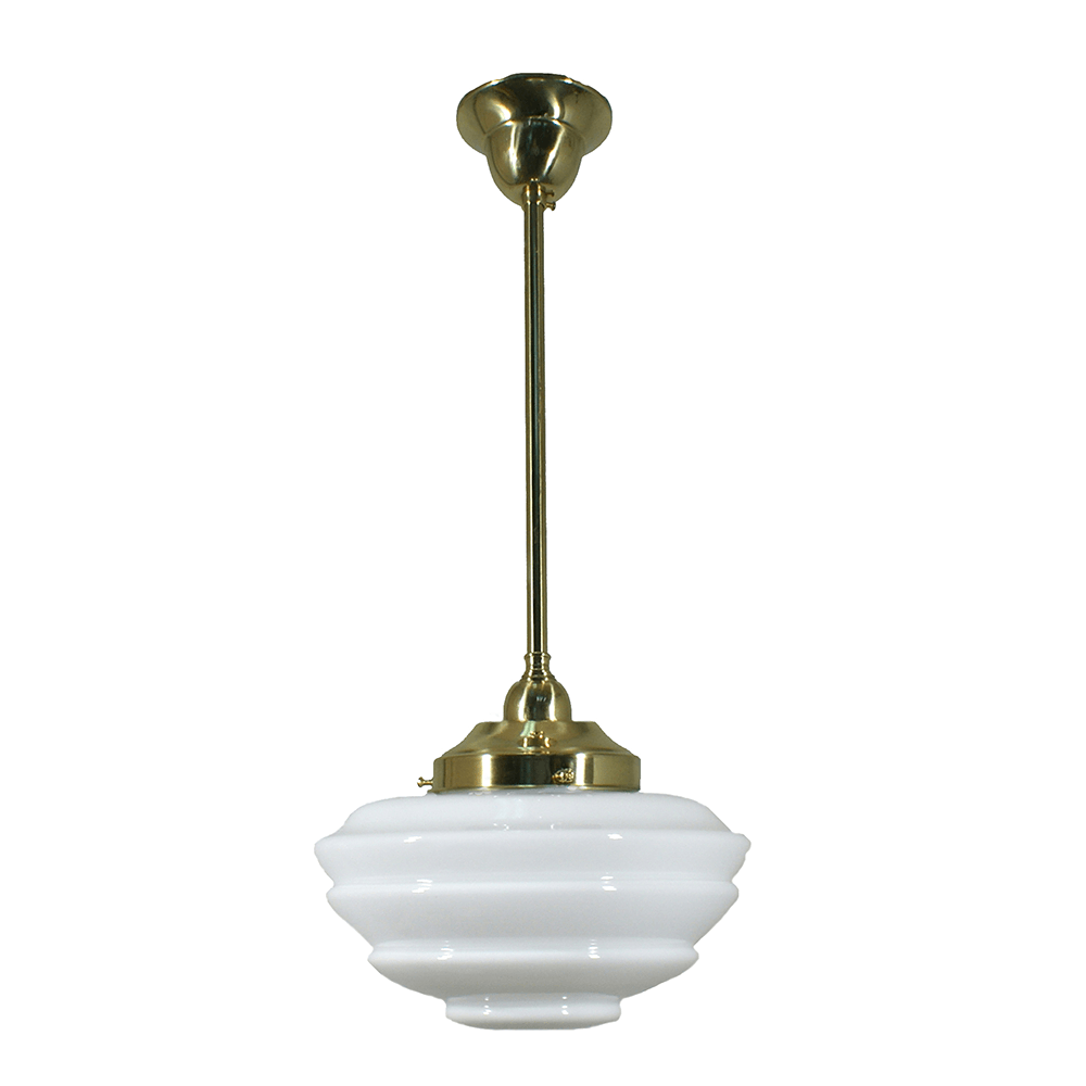 Lode Lighting Indoor Pendants Polished Brass Single Rod Pendant With Cannes Opal Gloss Glass by Lode Lighting Lights-For-You 3000267