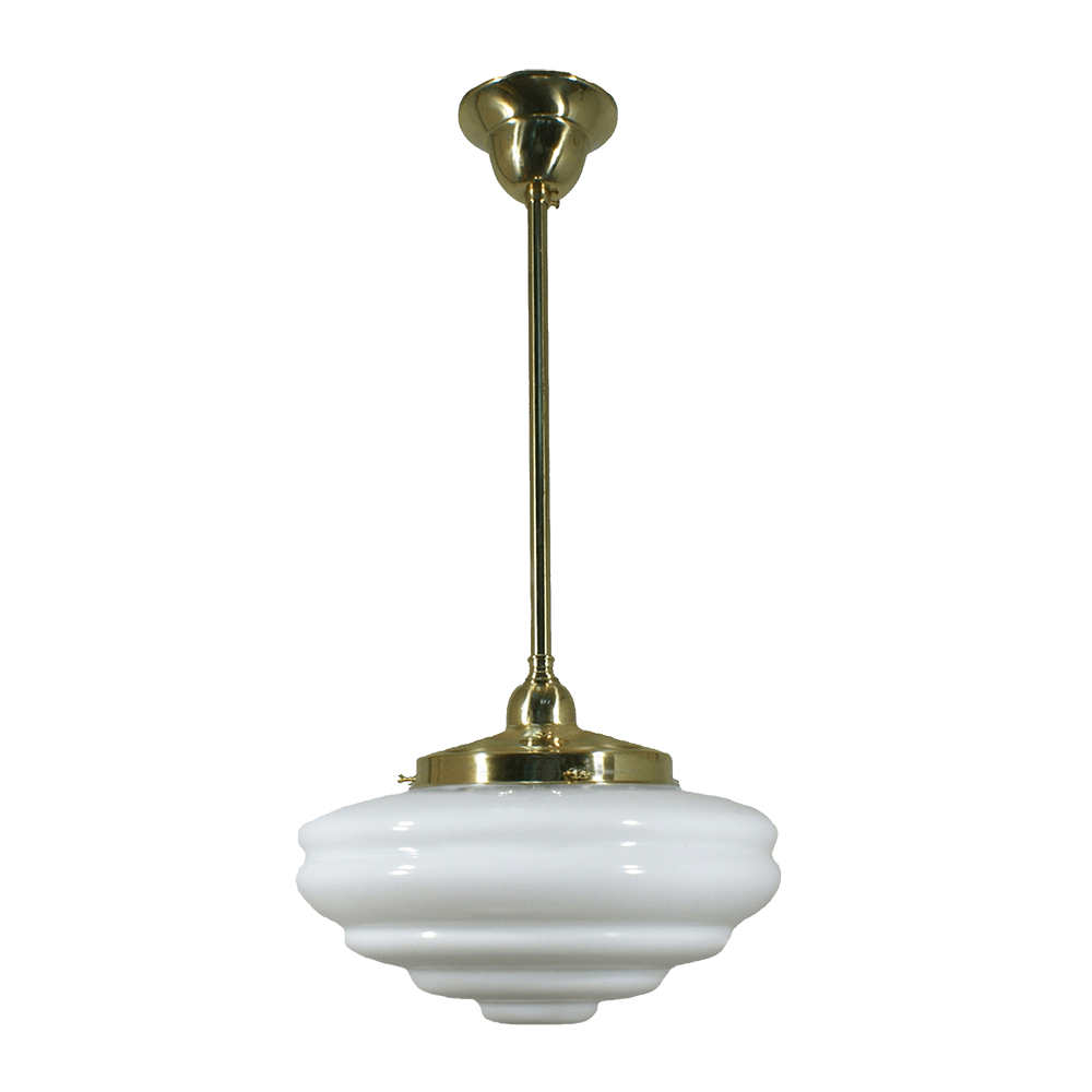 Lode Lighting Indoor Pendants Polished Brass Single Rod Pendant With Chateau Opal Gloss Glass by Lode Lighting Lights-For-You 3000268