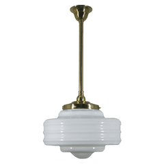 Lode Lighting Indoor Pendants Polished Brass Single Rod Pendant With Detroit 14" Opal Matt Glass Lights-For-You 3000284