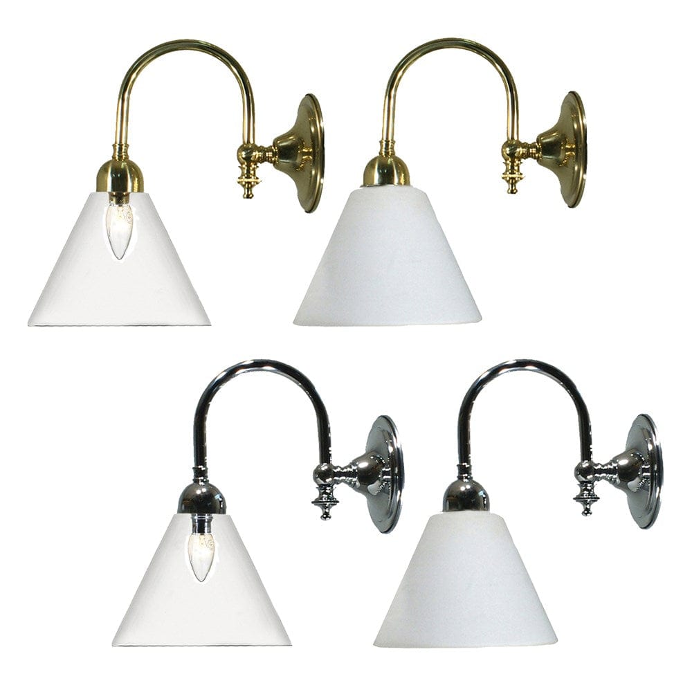 Lode Lighting Indoor Wall Lights Loxton Indoor Wall Light in Brass or Chrome with Cono Clear/Opal Glass Lights-For-You