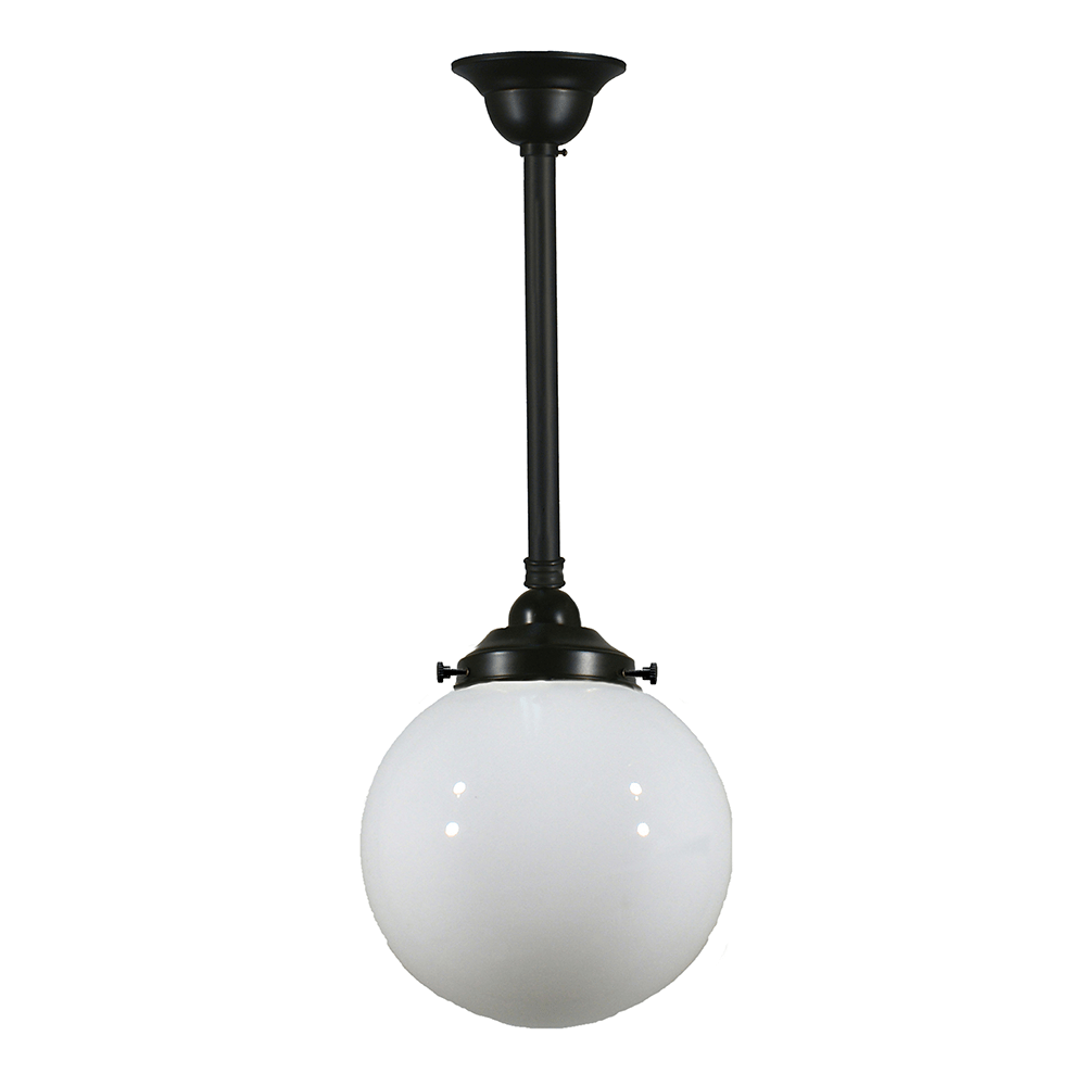 A classical traditional Single Rod Pendant Patina With 8" Sphere Opal Gloss Glass with its elegant design can enhance your living spaces
