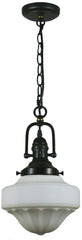 Lode Lighting Pendants Patina Black Paramount Chain Pendant With 9" Derby Opal Matt Glass 1000717