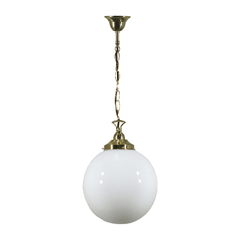 Lode Lighting Pendants Polished Brass Single Chain Pendant With 10" Opal Gloss Glass by Lode Lighting Lights-For-You 3001190