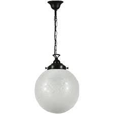 Lode Lighting Pendants Patina Black Single Chain Pendant With 10" Sheffield Frost Etched Glass Lights-For-You 3020137