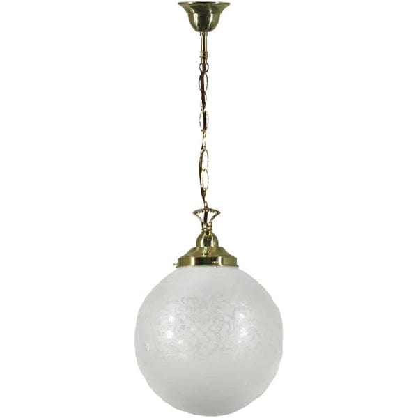 Lode Lighting Pendants Polished Brass Single Chain Pendant With 10" Sheffield Frost Etched Glass Lights-For-You 3001191