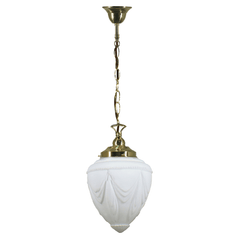 Lode Lighting Pendants Polished Brass Single Chain Pendant With 8" Empire Opal Matt Glass 3001192