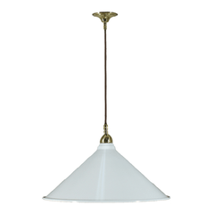 Lode Lighting Pendants White Single Cord Pendant Brass With Edwardian Shade 390mm Lights-For-You 3000131