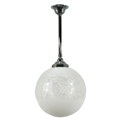 Lode Lighting Pendants Chrome Single Rod Pendant With 12" Sheffield Frost Etched Glass Lights-For-You 3010236