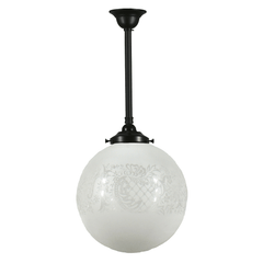 Lode Lighting Pendants Patina Black Single Rod Pendant With 12" Sheffield Frost Etched Glass Lights-For-You 3020104