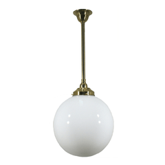 Lode Lighting Pendants Polished Brass Single Rod Pendant With 12" Sphere Opal Gloss Glass Lights-For-You 3000278