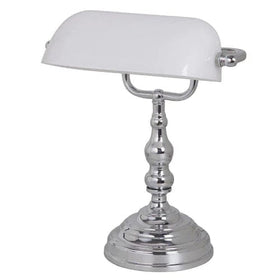 Lode Lighting Table Lamps Bankers Table Lamp Chrome & Opal Glass Lights-For-You 1000083