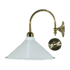 Lode Lighting Wall Lights White Luke Wall Light Brass With 250mm Edwardian Shade by Lode Lighting Lights-For-You 3000185