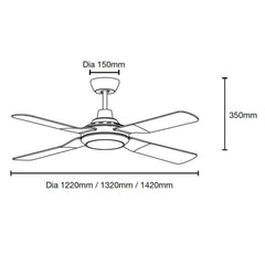 Martec Lighting Ceiling Fans 48" Discovery II AC Ceiling Fan Black, White Lights-For-You