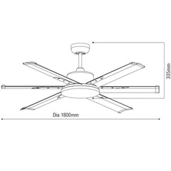 Martec Lighting Ceiling Fans 72" Albatross DC Ceiling Fan w/ Remote & 6 Blades Lights-For-You