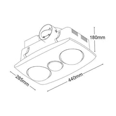 Martec Lighting Exhaust Fans 240m³/hr Contour 2 Exhaust Fan 3-in-1 w/ 2x Heater Lights-For-You MBHC2LW 9312375500278