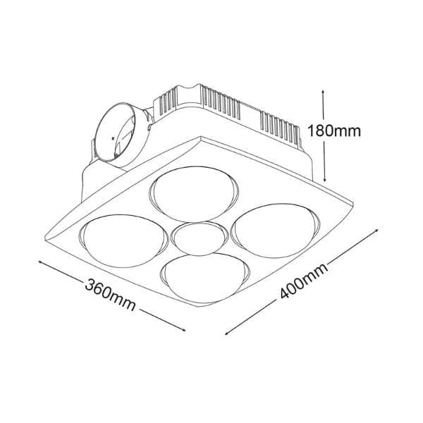 Martec Lighting Exhaust Fans 250m³/hr Contour 4 Exhaust Fan 3-in-1 w/ Heater Lights-For-You MBHC4LW 9312375500018