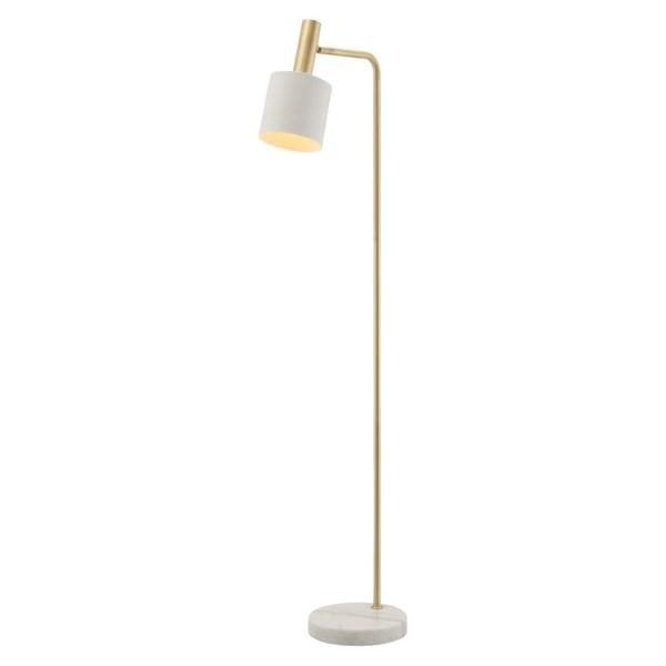 Mercator Lighting Floor Lamps White/Brushed Brass Addison Floor Lamp Marble Base 1Lt Lights-For-You A29121WHT