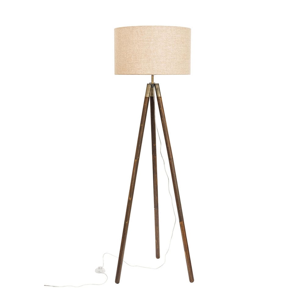 Mercator Lighting Floor Lamps Traditional Timber Floor Lamp With Brass Highlights Lights-For-You A34121
