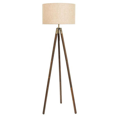 Mercator Lighting Floor Lamps Traditional Timber Floor Lamp With Brass Highlights Lights-For-You A34121 9312699143601
