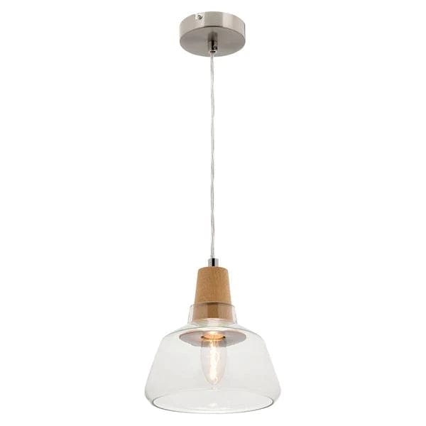 Mercator Lighting Indoor Pendants Laya Timber Pendant Light w/Clear Glass Lights-For-You MG6531S 9312699185045