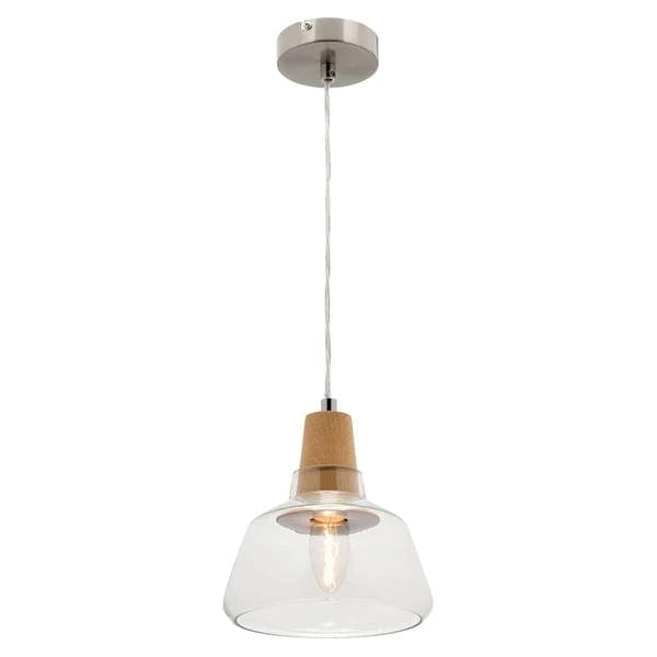 Mercator Lighting Indoor Pendants Laya Timber Pendant Light w/Clear Glass Lights-For-You MG6531S 9312699185045