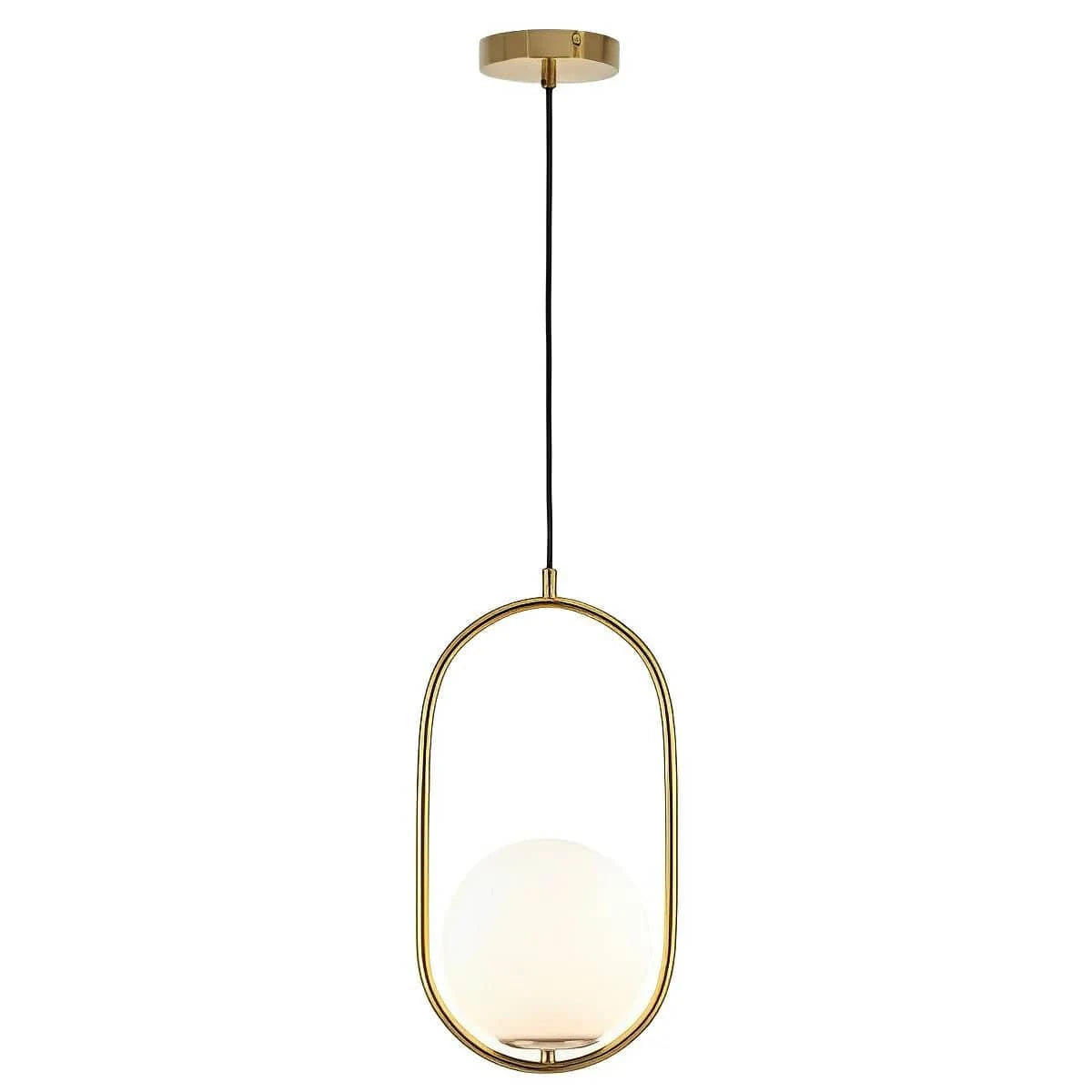 Mercator Lighting Lighting Modern Art Deco Opal Glass Ball Pendant Light in Black or Brass Lights-For-You MPL505BRS