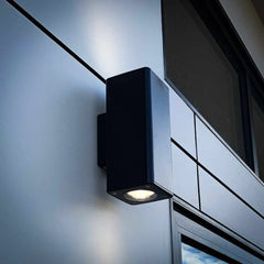 Mercator Lighting Outdoor Wall Light Architectural 2 Light Square LED Outdoor Up/Down Wall Light in Black Lights-For-You MXD1043