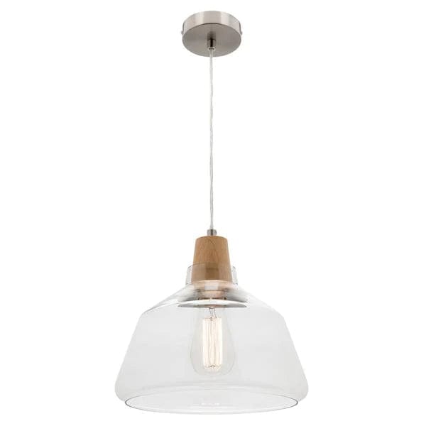 Laya Timber Pendant Light w/Clear Glass(Small  or Large)