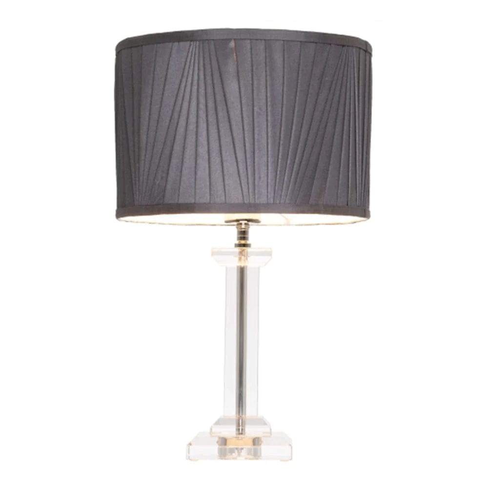 Mercator Lighting Table Lamps Grey Albion Crystal Table Lamp With Pleated Shade 1Lt Lights-For-You MTBL031GRY