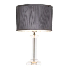 Mercator Lighting Table Lamps Grey Albion Crystal Table Lamp With Pleated Shade 1Lt Lights-For-You MTBL031GRY