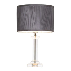 Mercator Lighting Table Lamps Albion Crystal Table Lamp With Pleated Shade 1Lt Lights-For-You MTBL031GRY 9312699210037